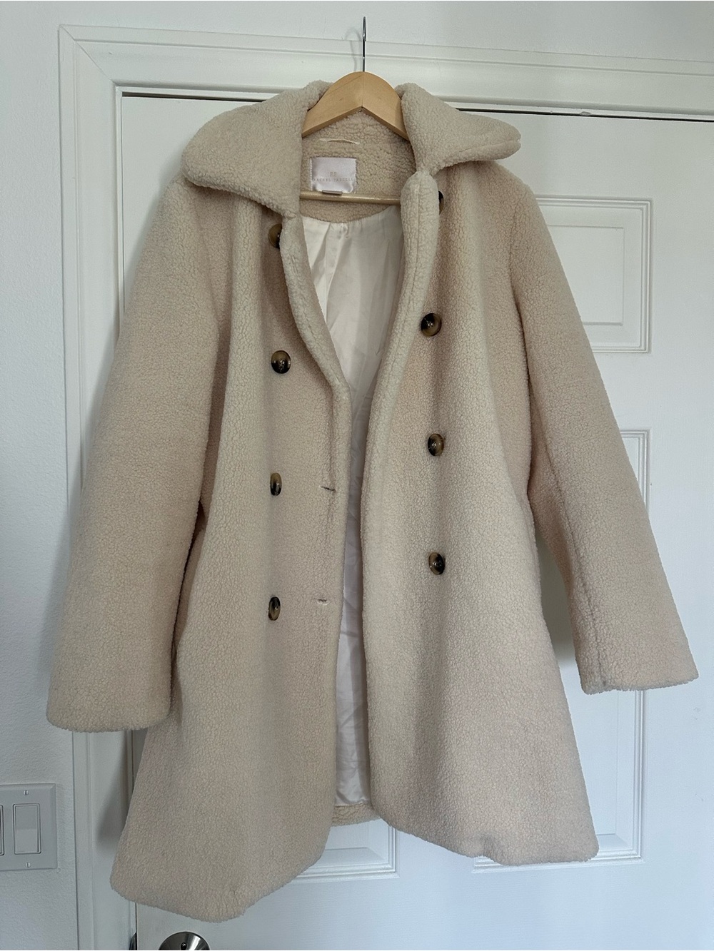 Rachel Parcell Long Ivory Teddy Trench Coat